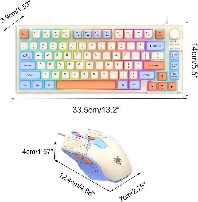 Alt view image 5 of 5 - Lancoon Wired Keyboard and Mouse Combo with Colorful Light 81 Keys Multimedia Function Volume Knob Ergonomic Mice Adjustable DPI for PC Laptop Computer