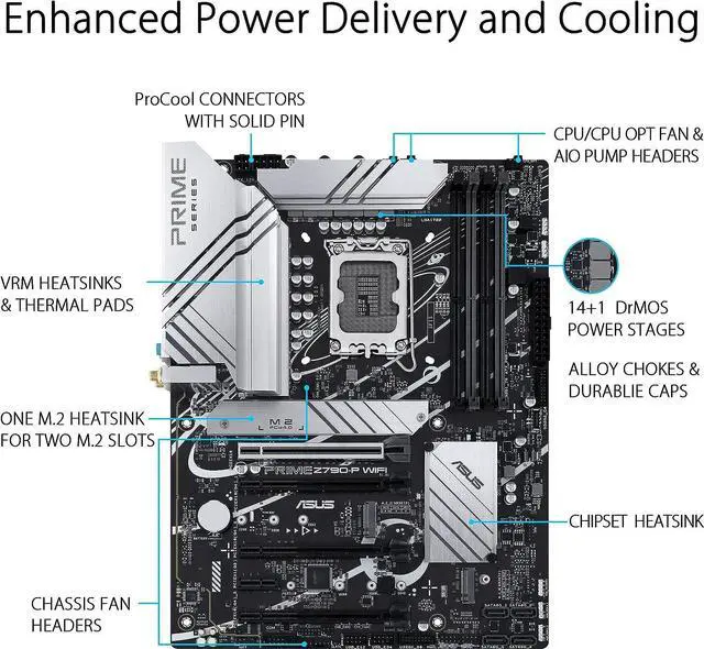 Alt view image 6 of 6 - ASUS PRIME Z790-P WIFI Intel LGA 1700 Z790 ATX M.2 Desktop Motherboard A