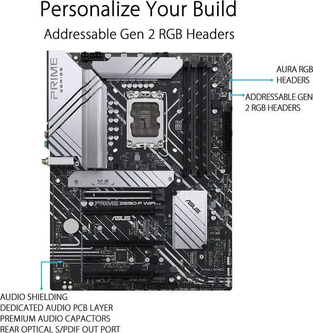 Alt view image 8 of 8 - ASUS PRIME Z690-P WIFI Intel Intel Z690 LGA ATX M.2 Desktop Motherboard A