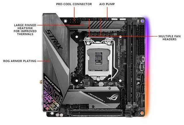 Alt view image 8 of 9 - ASUS ROG Strix Z390-I Gaming Motherboard LGA1151 (Intel 8th and 9th Gen) Mini ITX (mITX) DDR4 DP HDMI M.2 USB 3.1 Gen2 Onboard 802.11 ac Wi-Fi