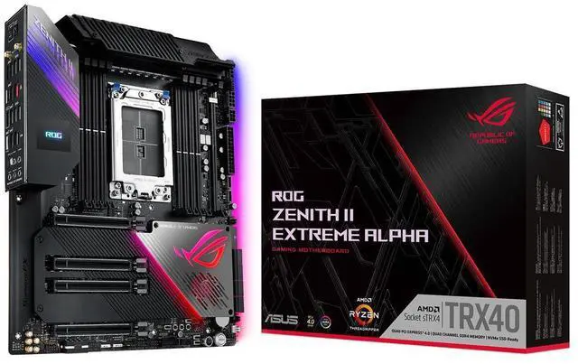 Alt view image 7 of 9 - ASUS ROG Zenith II Extreme Alpha TRX40 Gaming AMD 3rd Gen Ryzen Threadripper sTRX4 EATX Motherboard with 16 Infineon Power Stages, PCIe 4.0, Wi-Fi 6 (802.11ax), 10Gbps Ethernet, 5 x M.2, 8 x SATA, USB