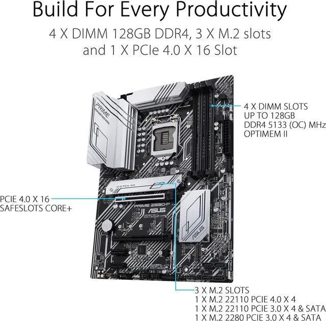 Alt view image 9 of 9 - ASUS Prime Z590-P LGA 1200 (Intel 11th/10th Gen) ATX motherboard (PCIe 4.0, 10+1 Power Stages, 3X M.2, 2.5Gb LAN, front panel USB 3.2 Gen 2 USB Type-C, Thunderbolt 4 support)