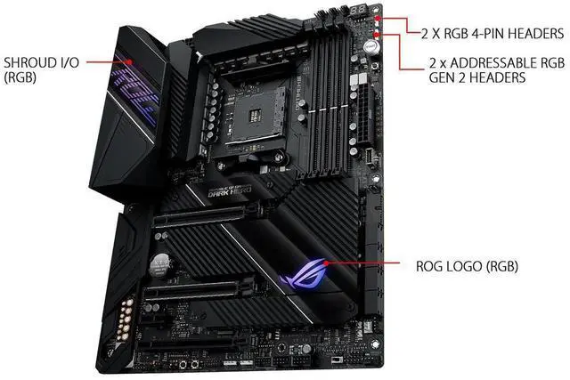 Alt view image 8 of 8 - ASUS ROG Crosshair VIII Dark Hero X570 AMD AM4 ATX Motherboard