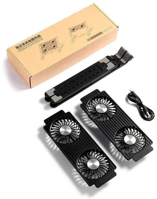Alt view image 7 of 7 - Aluminum 2 Fans  Laptop Cooling Pad with 2/4Foldable Gaming Laptop Cooler Fan RGB Silent Portable Laptop Holder for 11-17.3 Inch Notebook