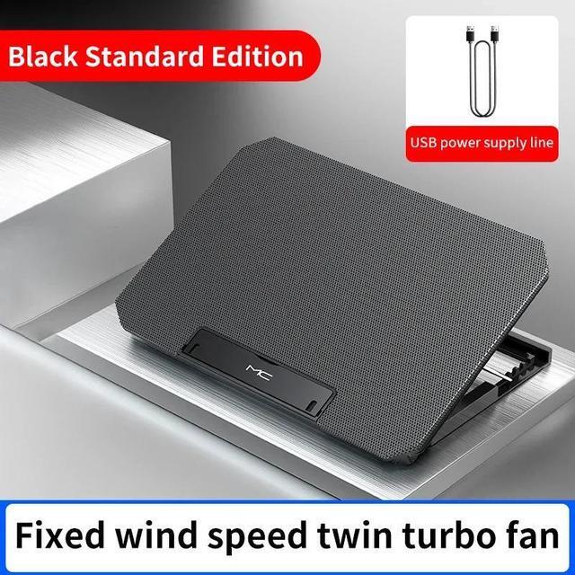 Main image of q100-black  Q100 17inch Gaming Laptop Cooler Fan Led Screen Two USB Port 2600RPM Laptop Cooling Pad Notebook Stand For Laptop fan cooler