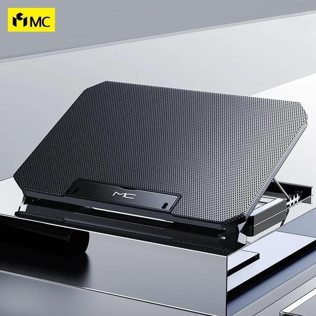 Alt view image 2 of 6 - q100-black  Q100 17inch Gaming Laptop Cooler Fan Led Screen Two USB Port 2600RPM Laptop Cooling Pad Notebook Stand For Laptop fan cooler