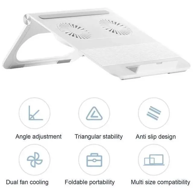 Alt view image 7 of 7 - white  Laptop Cooler Silent Computer Cooling Fans Slim Portable Laptop Cooler Mute Base Game Laptop Stable Stand Laptop Air Cooling