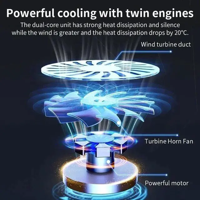 Alt view image 5 of 6 - Q100-BLACK  Q100 17inch Gaming Laptop Cooler Fan Led Screen Two USB Port 2600RPM Laptop Cooling Pad Notebook Stand For Laptop Fan Cooler