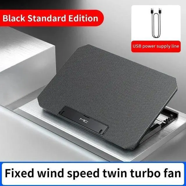 Main image of Q100-BLACK  Q100 17inch Gaming Laptop Cooler Fan Led Screen Two USB Port 2600RPM Laptop Cooling Pad Notebook Stand For Laptop Fan Cooler