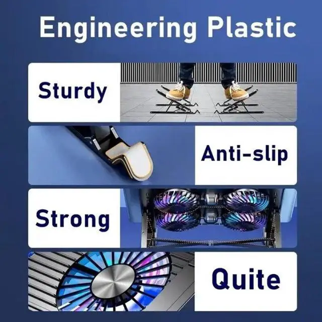 Alt view image 7 of 7 - Two Fans Black  ICE COOREL Laptop Cooler Splicing Stable Foldable Notebook Riser Portable Tablet Stand 7 Gears Adjustable Laptop Cooling Pads