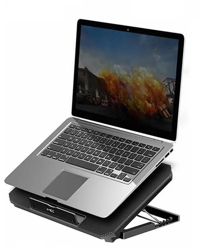 Alt view image 4 of 7 - 36 X 25.5 X 4  Q100 17inch Gaming Laptop Cooler Fan Led Screen Two USB Port 2600RPM Laptop Cooling Pad Notebook Stand For Laptop