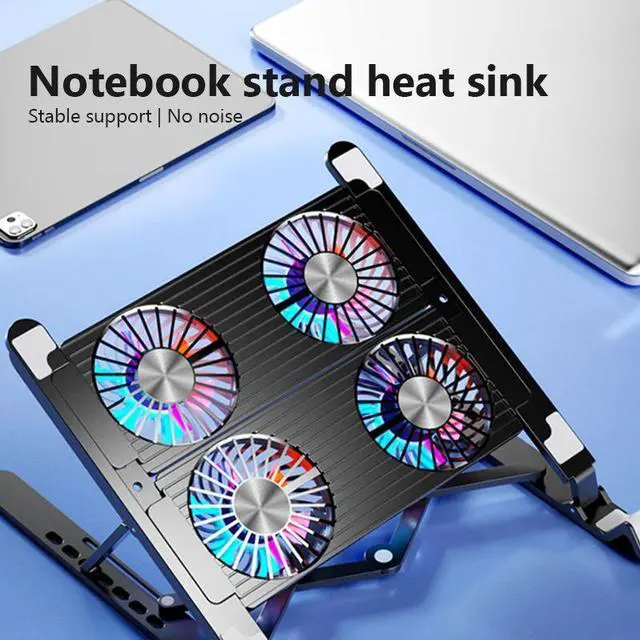 Alt view image 2 of 7 - black  New Laptop Cooler Base Stand Foldable Laptop Cooling Pad Portable Adjustable Notebook Stand for 13-17.3 Inch with 4 Fans