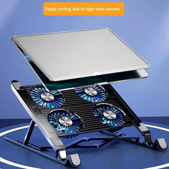 Alt view image 3 of 7 - black  New Laptop Cooler Base Stand Foldable Laptop Cooling Pad Portable Adjustable Notebook Stand for 13-17.3 Inch with 4 Fans