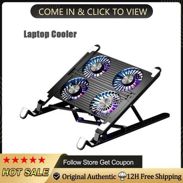 Alt view image 2 of 7 - 2 Fans  Laptop Cooler Base Stand Foldable Laptop Cooling Pad Portable Adjustable Suporte Para Notebook Gift For 11-Inch With 2/4 Fans