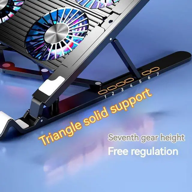 Alt view image 5 of 7 - 2 Fans  Laptop Cooler Base Stand Foldable Laptop Cooling Pad Portable Adjustable Suporte Para Notebook Gift For 11-Inch With 2/4 Fans