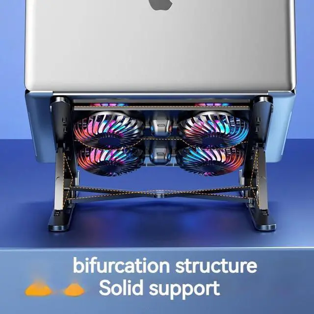 Alt view image 7 of 7 - 2 Fans  Laptop Cooler Base Stand Foldable Laptop Cooling Pad Portable Adjustable Suporte Para Notebook Gift For 11-Inch With 2/4 Fans