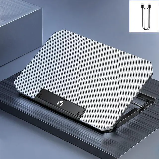 Main image of silvery USB  Laptop Cooler Large Size For 12-17 Inch Notebook TwoLaptop Cooling Pads Wind Speed Adjustable Silent Laptop Cooler Stand