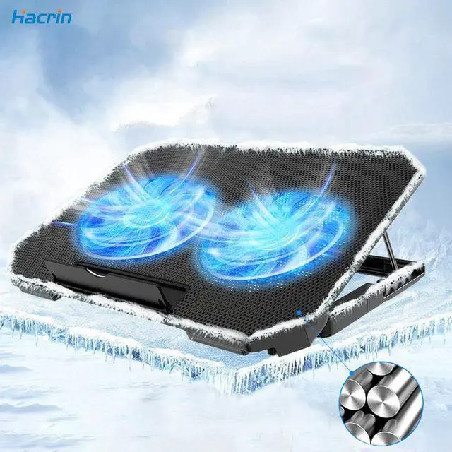 Alt view image 2 of 7 - black USB  Laptop Cooler Large Size For 12-17 Inch Notebook TwoLaptop Cooling Pads Wind Speed Adjustable Silent Laptop Cooler Stand