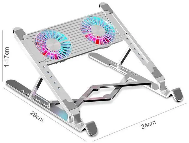 Main image of 2 Fans  Laptop Cooler For Notebook RGB Gaming Ice Cooling Pad Aluminum Alloy Heat Sink 11-17 inch Foldable Laptop Stand 4Radiator