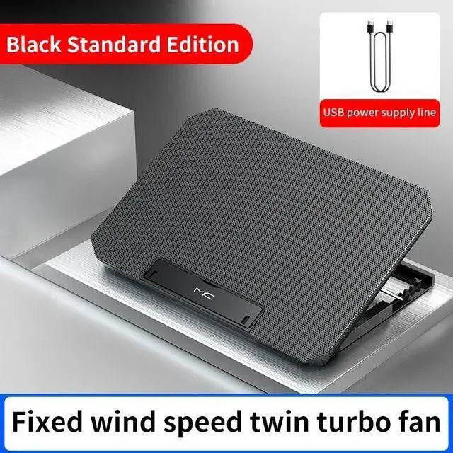Main image of black-Q100  Q100 17inch Gaming Laptop Cooler Fan Led Screen Two USB Port 2600RPM Laptop Cooling Pad Notebook Stand For Laptop Fan Cooler