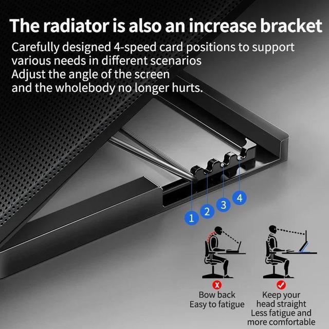 Alt view image 4 of 7 - silver-Q100  Q100 17inch Gaming Laptop Cooler Fan Led Screen Two USB Port 2600RPM Laptop Cooling Pad Notebook Stand For Laptop Fan Cooler