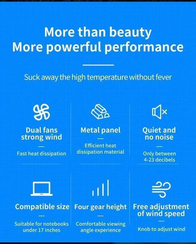 Alt view image 7 of 7 - silver-Q100  Q100 17inch Gaming Laptop Cooler Fan Led Screen Two USB Port 2600RPM Laptop Cooling Pad Notebook Stand For Laptop Fan Cooler