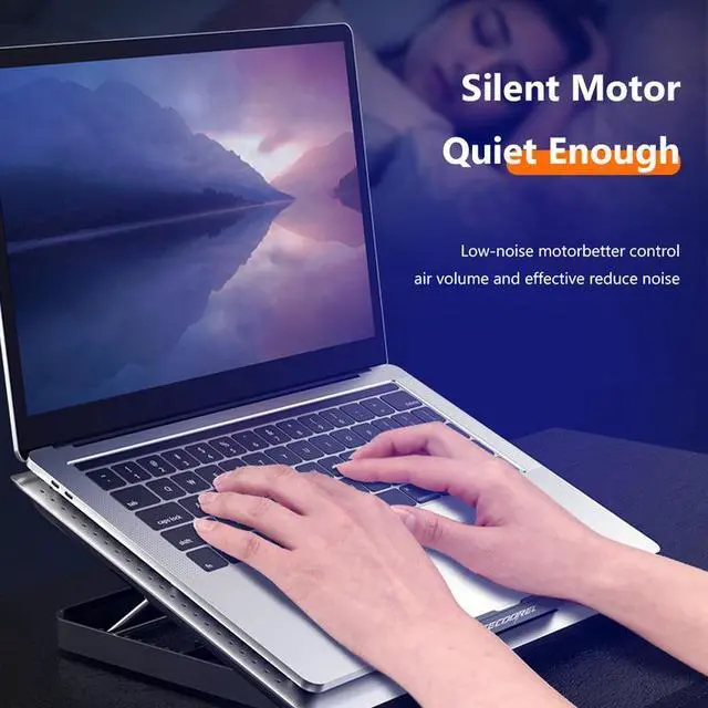 Alt view image 3 of 6 - Silver  Cooling Pad Notebook Stand Cooling Pad 7 Height Levels Wind Adjustment Knob for 17 inch Notebook Computers Laptop