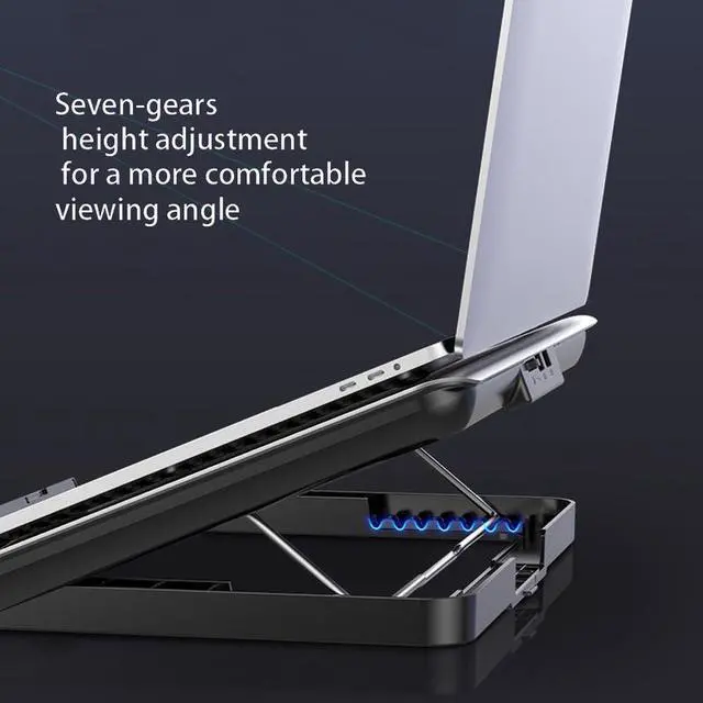 Alt view image 4 of 6 - Silver  Cooling Pad Notebook Stand Cooling Pad 7 Height Levels Wind Adjustment Knob for 17 inch Notebook Computers Laptop