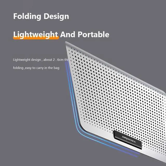 Alt view image 5 of 6 - Silver  Cooling Pad Notebook Stand Cooling Pad 7 Height Levels Wind Adjustment Knob for 17 inch Notebook Computers Laptop