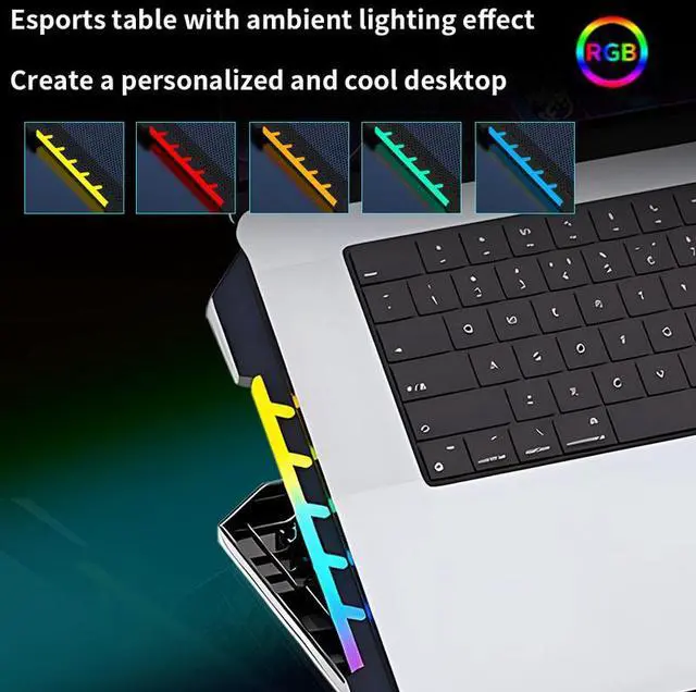 Alt view image 5 of 7 - TSR036  TISHRIC Laptop Stand Cooling,2Fans Base Cooler Notebook Support,10RGB Breathing LEDS Adjustable Wind Speed Laptop Bracket Holder