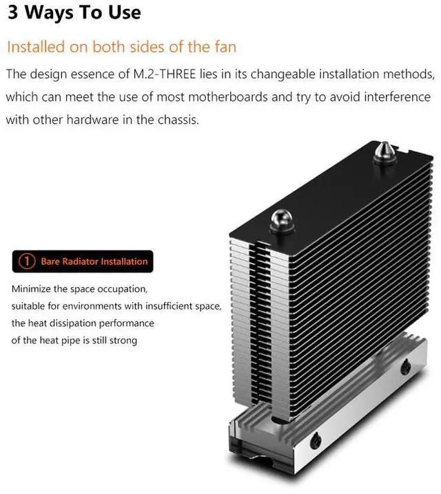 Alt view image 5 of 7 - 1pc  M.2-THREE M2 2280 Solid State Hard Disk Heat Sink with 6010 Fan SSD Radiator PCI-E 4.0/5.0 Aluminum Heatsink Cooling Thermal Pad