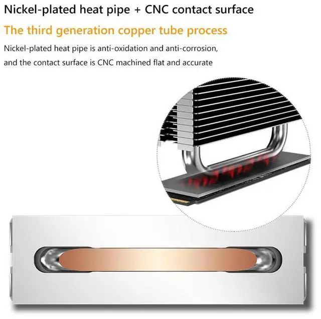 Alt view image 6 of 7 - 1pc  M.2-THREE M2 2280 Solid State Hard Disk Heat Sink with 6010 Fan SSD Radiator PCI-E 4.0/5.0 Aluminum Heatsink Cooling Thermal Pad
