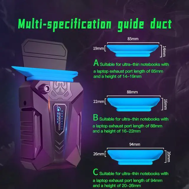 Alt view image 5 of 7 - BLACK  COOLCOLD Vacuum Portable Laptop Cooler USB Air Cooler External Extracting Cooling Fan Notebook for 15 15.6 17 Inch Laptop