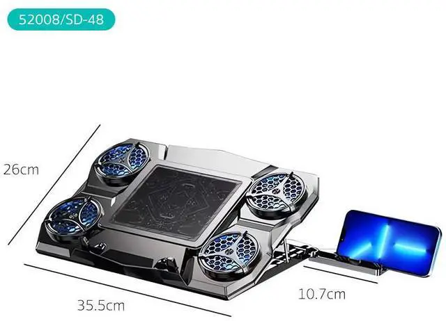 Alt view image 7 of 7 - black  COTECi Colorful Light Air Cooled Semiconductor Refrigerator Tablet Game Computer nootbook Laptop macbook Cooling Base Radiator