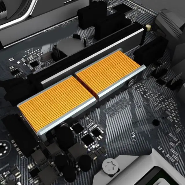 Alt view image 3 of 7 - Q150  M.2 SSD Heatsink Cooler 2280 Solid State Hard Drive Radiator NGFF M2 NVME Copper Fins HDD Cooling Thermal Pad 401 W/mk
