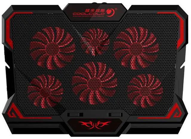 Main image of Style B  Coolcold Laptop Cooler 6 Fans Laptop Cooling Pad 2 USB Port With Led Screen 2600RPM for 14-17 inch Gaming Laptop Cooler Stand