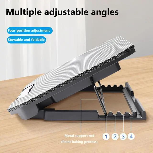 Alt view image 3 of 7 - White Laptop Cooler  Laptop Cooling Pad with 8 Fans Dual USB Port FoldableCooler Base for 15.6inch NotebookHeat Dissipation Holder