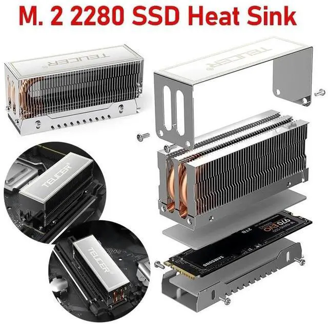 Main image of M. 2 2280 SSD Heat Sink SSD Radiator Fully Electroplated Reflow Welding AGHP Heat Pipe Radiator Double Copper Pipe SSD Cooler