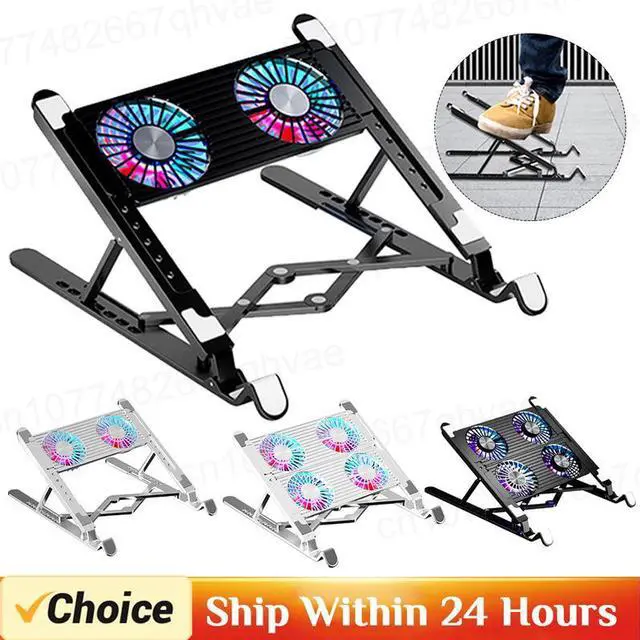 Alt view image 2 of 7 - Aluminum 4 Fans  Portable Gaming PC Laptop Cooler with 2/4 Silent Fan Foldable Cooling Pad Support Stand for 11-17.3 inch Notebook Accessories