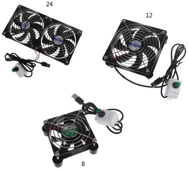 Alt view image 2 of 6 - 24cm  USB-Powered Fan with Built-in Mesh Pad 3000RPM for Usb Router Broadband Set Top Box External 8cm24cm Cooler