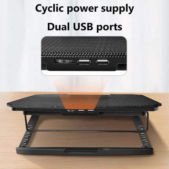 Alt view image 6 of 7 - Black Laptop Cooler  Laptop Cooling Pad with 8 Fans Gaming NotebookDual USB Foldable Tablet Bracket for 15.6inchCooler Base Support