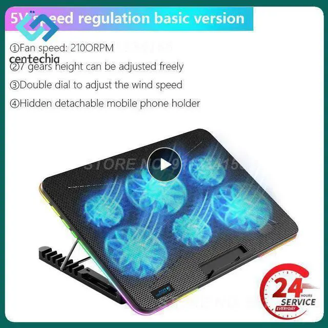 Alt view image 2 of 7 - Style A  RGB Laptop Cooling Pad Gaming Laptop Cooler, Laptop Fan Cooling Stand with 6 Quiet Cooling Fans for 15.6-17.3 inch laptops