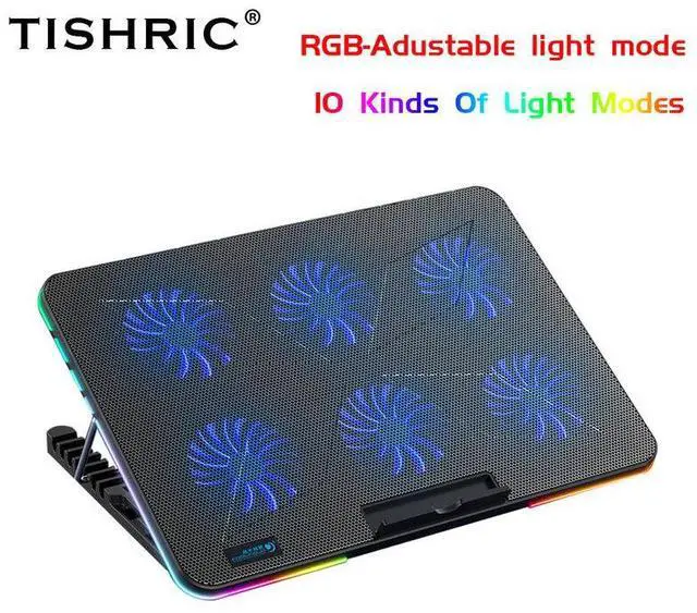 Main image of 10 light modes  Laptop Cooler Laptop Cooling Pad 6 Quiet Fans High-speed Cooling Supports Laptop Accessories Cooler Notebook Base Radiator
