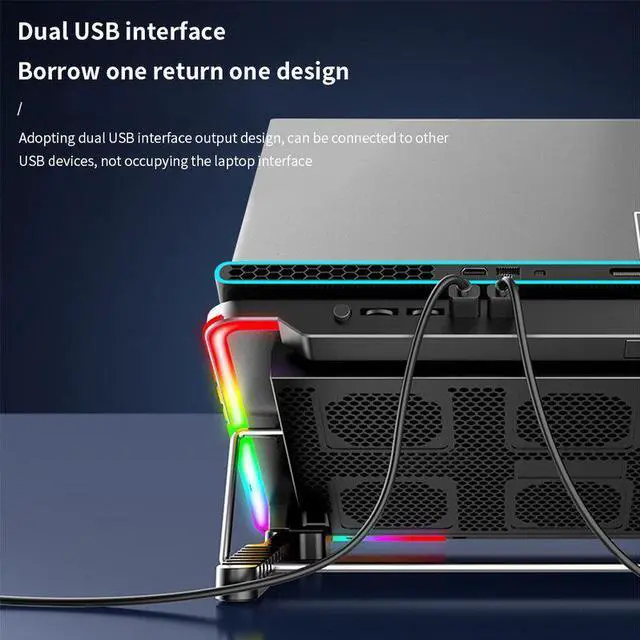 Alt view image 7 of 7 - One Light Mode  Laptop Cooler Laptop Cooling Pad 6 Quiet Fans High-speed Cooling Supports Laptop Accessories Cooler Notebook Base Radiator