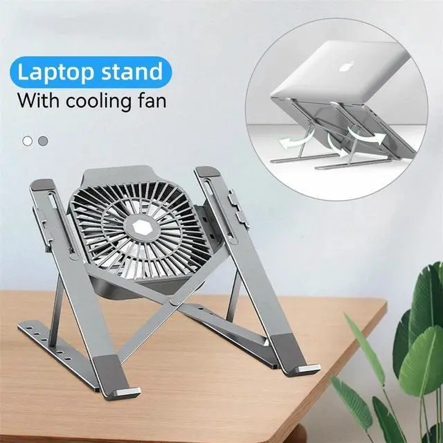 Alt view image 2 of 7 - grey silver  Removable Laptop Cooler Foldable Convenient Aluminum Alloy Stand Suitable for 11-17 Inch Gaming Office Laptop Air Cooling Stand