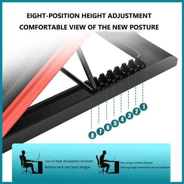 Alt view image 6 of 7 - COOLCOLD K40 RGB Laptop Cooler 6-fan Cooling Stand Mute Design with Adjustable Wind Speed Stand Height Colorful Light Effect