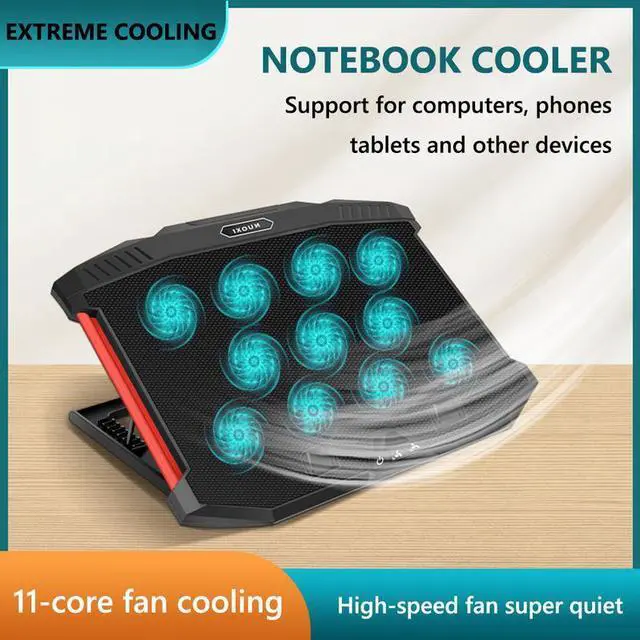 Alt view image 5 of 7 - COOLCOLD K40 RGB Laptop Cooler 6-fan Cooling Stand Mute Design with Adjustable Wind Speed Stand Height Colorful Light Effect
