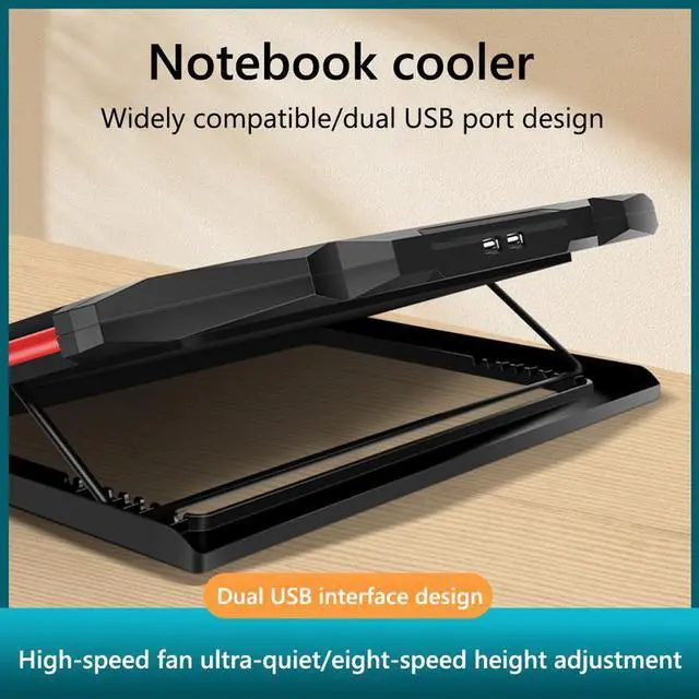 Alt view image 7 of 7 - COOLCOLD K40 RGB Laptop Cooler 6-fan Cooling Stand Mute Design with Adjustable Wind Speed Stand Height Colorful Light Effect