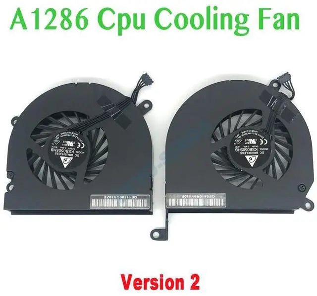 Main image of Black Label 2  1 Pair A1286 Left/Right Side CPU Cooling Fan Compatible for MacBook Pro 15" 2008 2009 2010 2011 2012 Cooler Heatsink