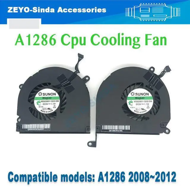 Alt view image 2 of 7 - Black Label 2  1 Pair A1286 Left/Right Side CPU Cooling Fan Compatible for MacBook Pro 15" 2008 2009 2010 2011 2012 Cooler Heatsink